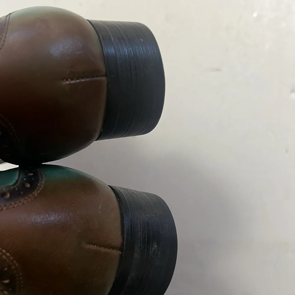 HENRY WALKER HANDMADE TWO TONE WINGTIP BLUCHER OXFORD DRESS SHOES‎ SIZE 47